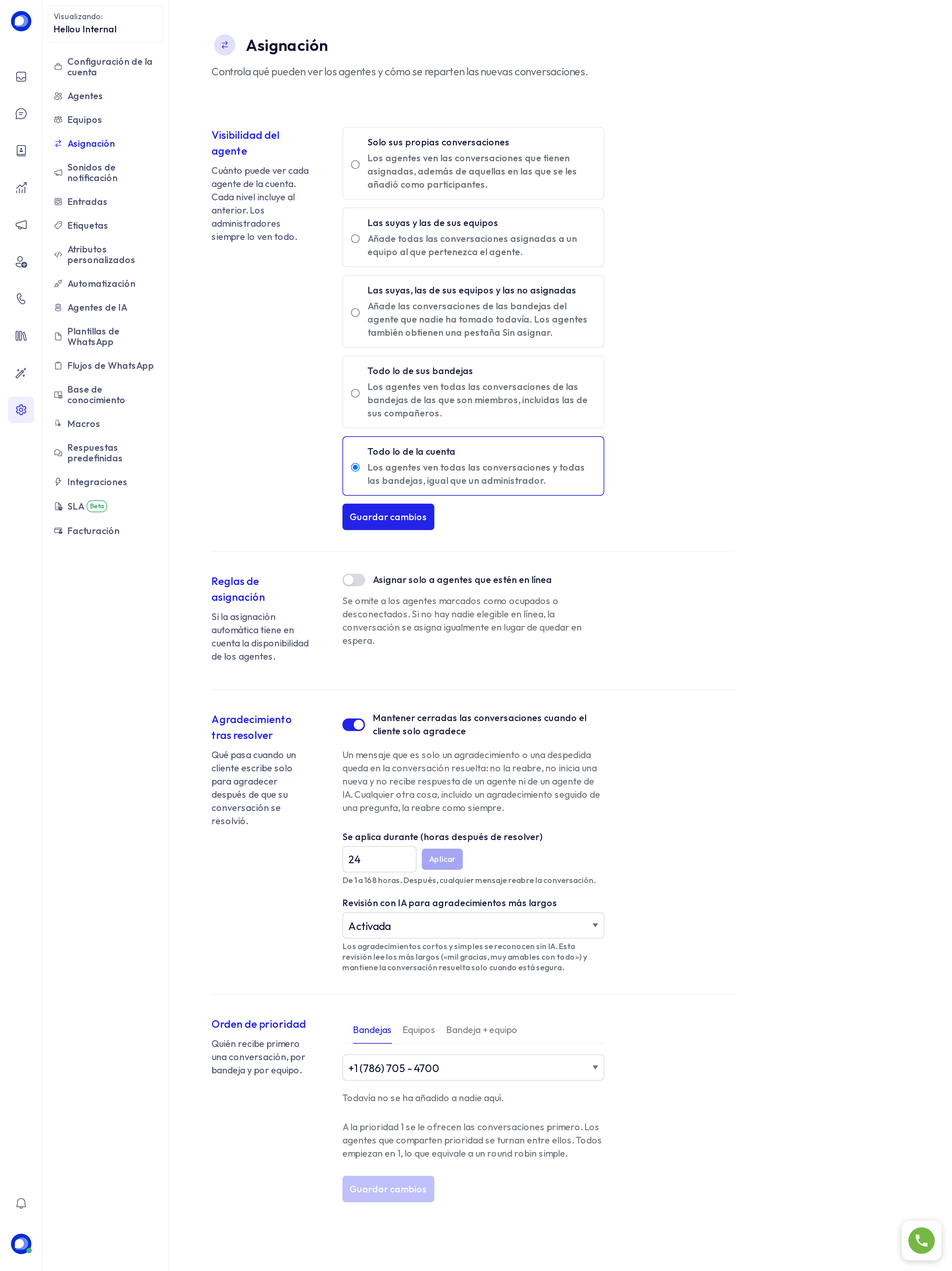 Página de asignación completa