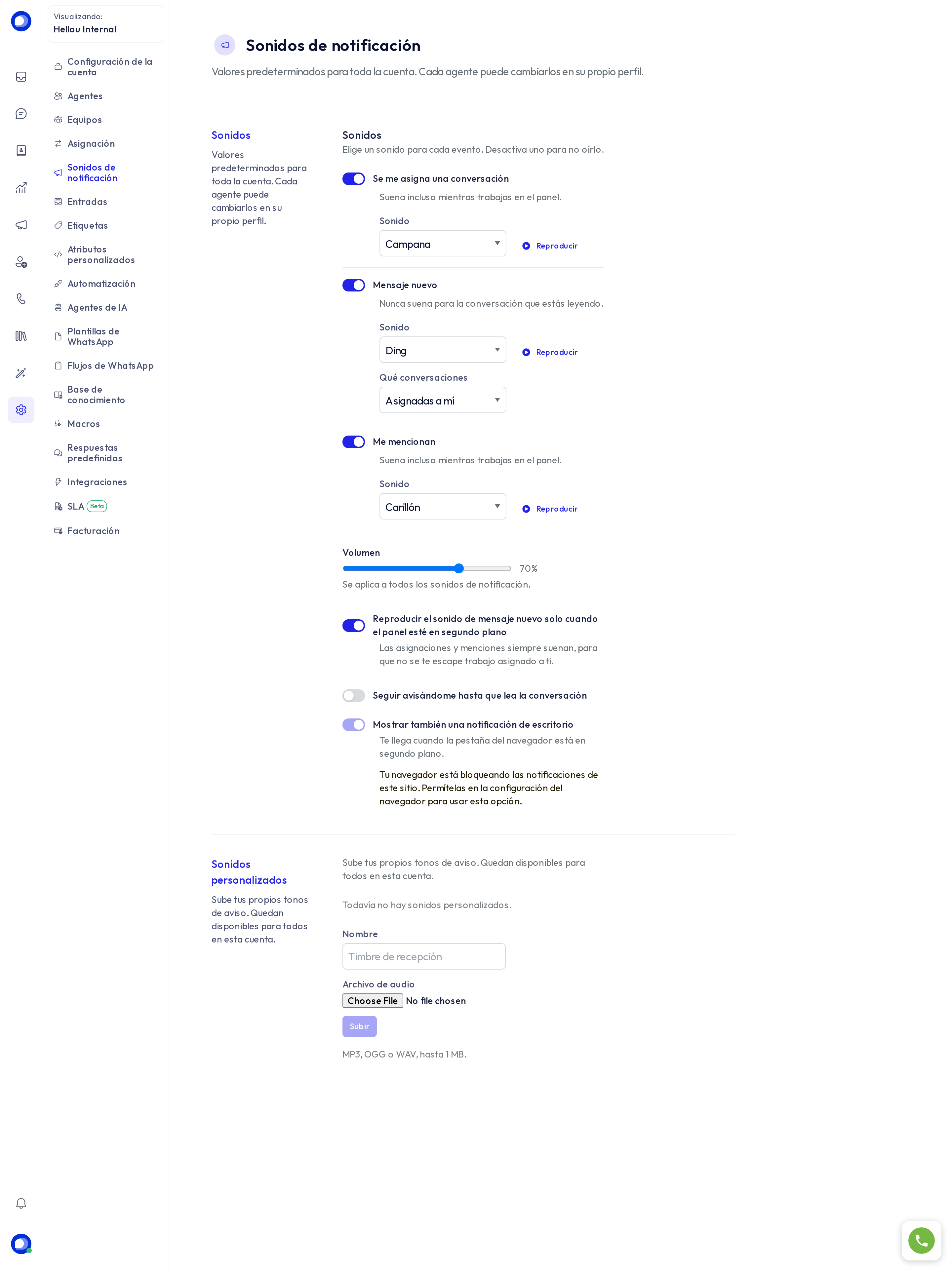 Sonidos de notificación predeterminados