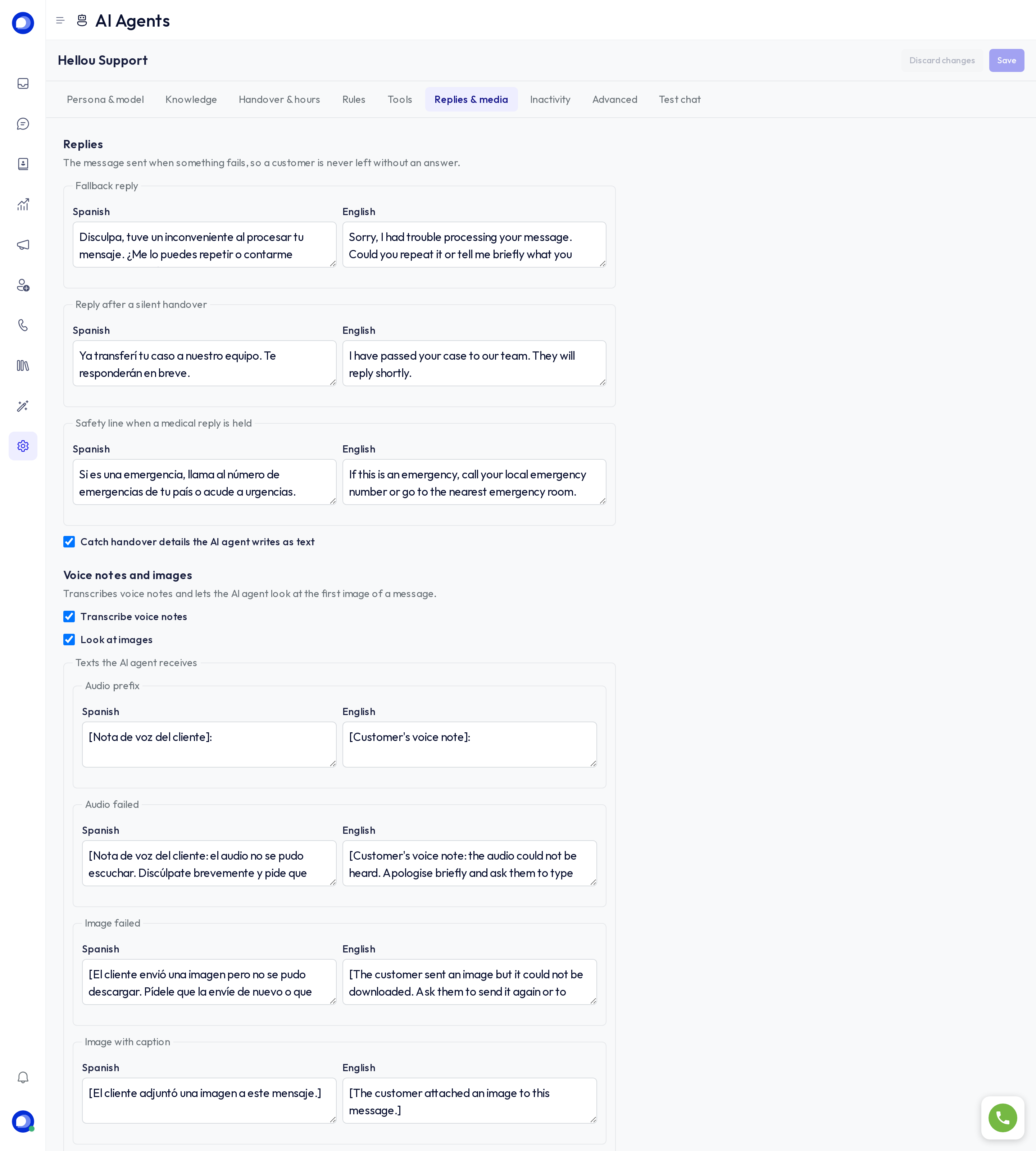 Replies & media tab