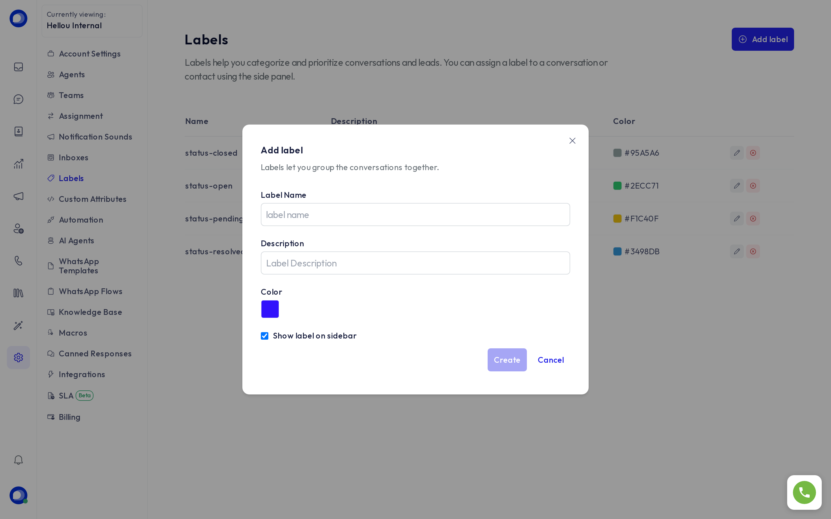 New label form