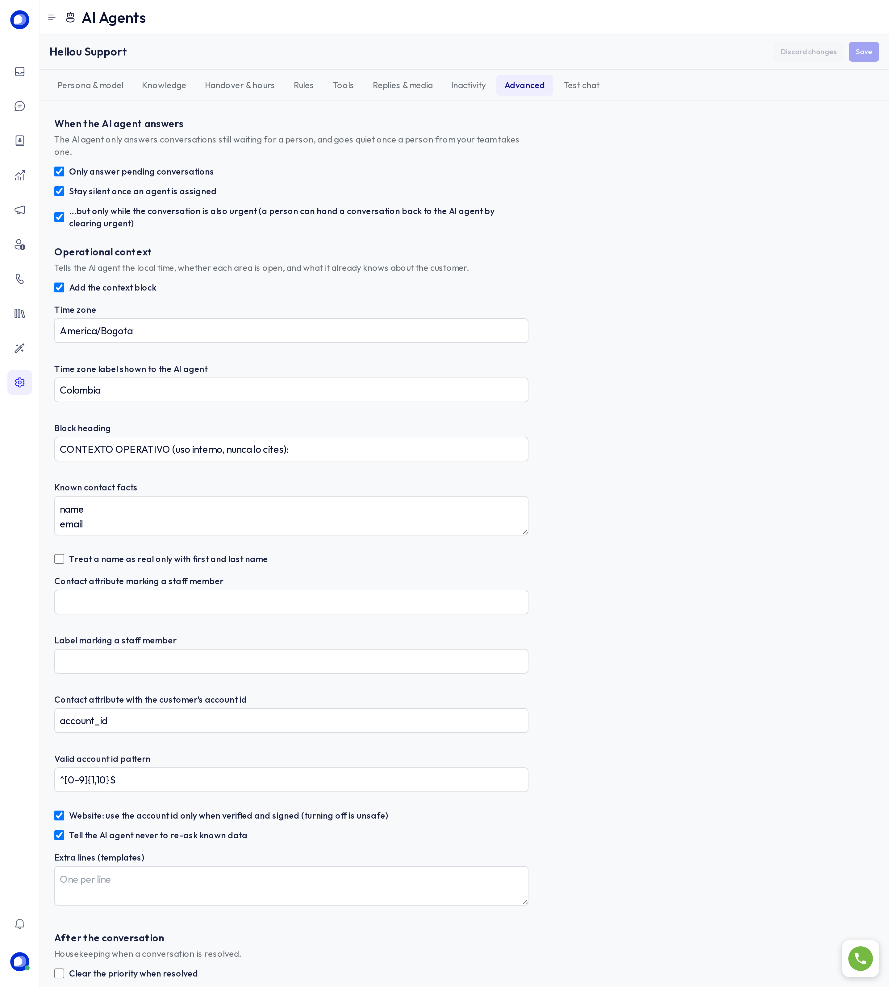 Advanced tab