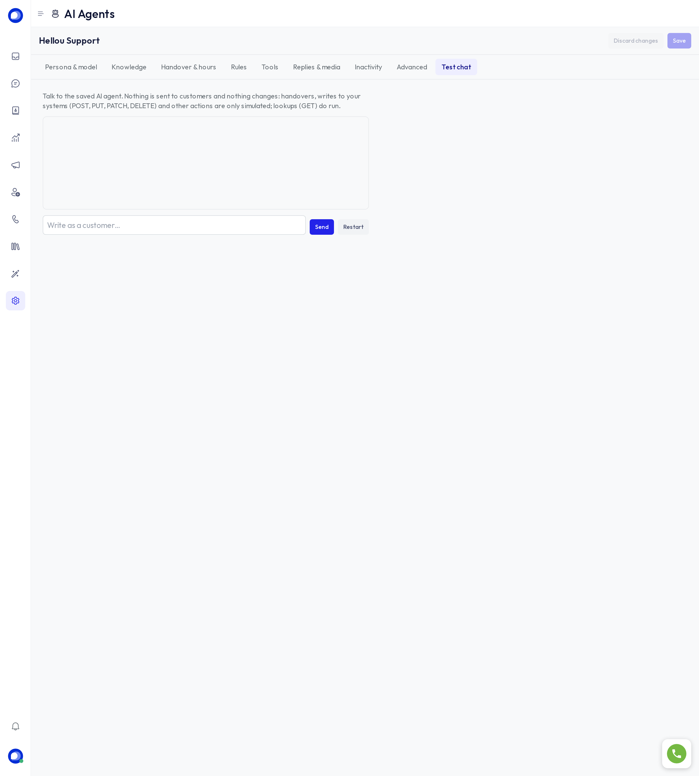 Test chat tab