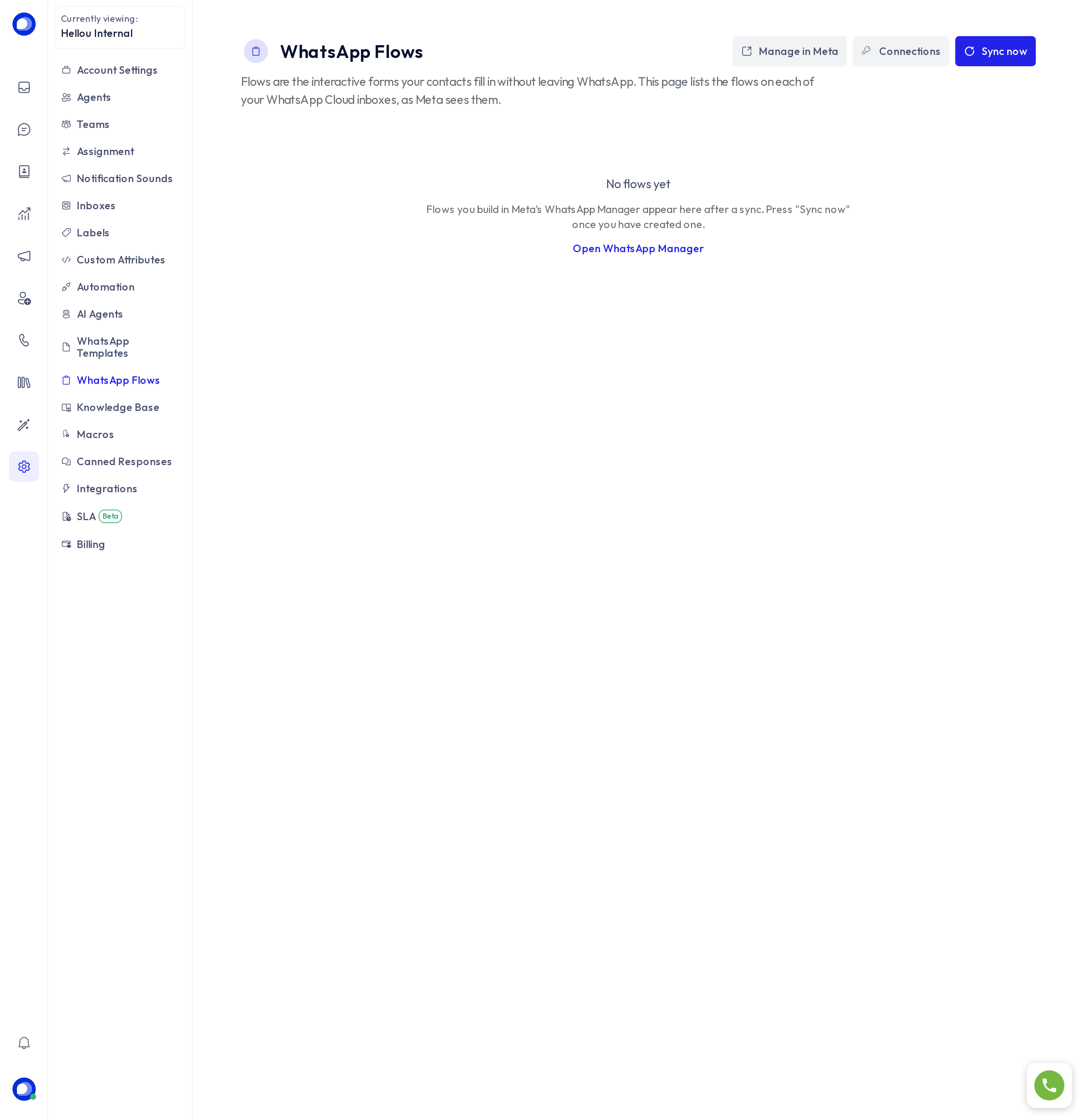 WhatsApp flows page