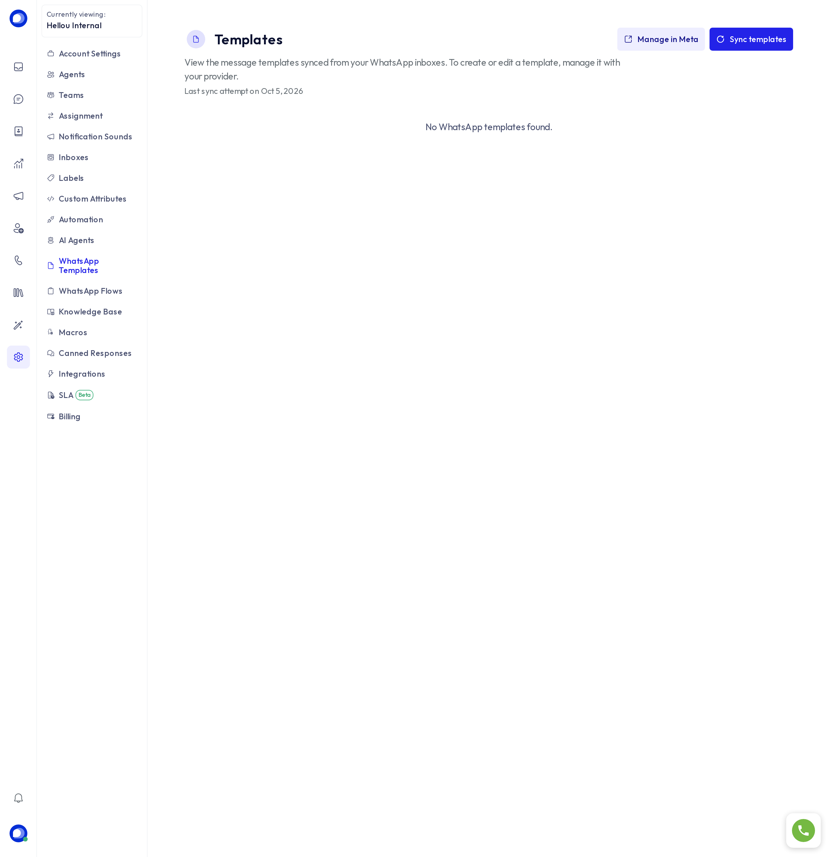 WhatsApp templates page