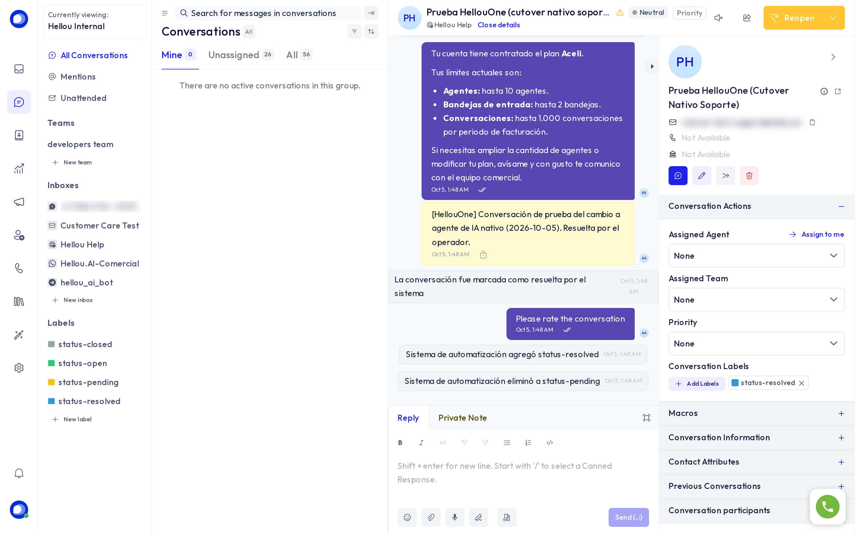 An open conversation, with the contact panel on the right