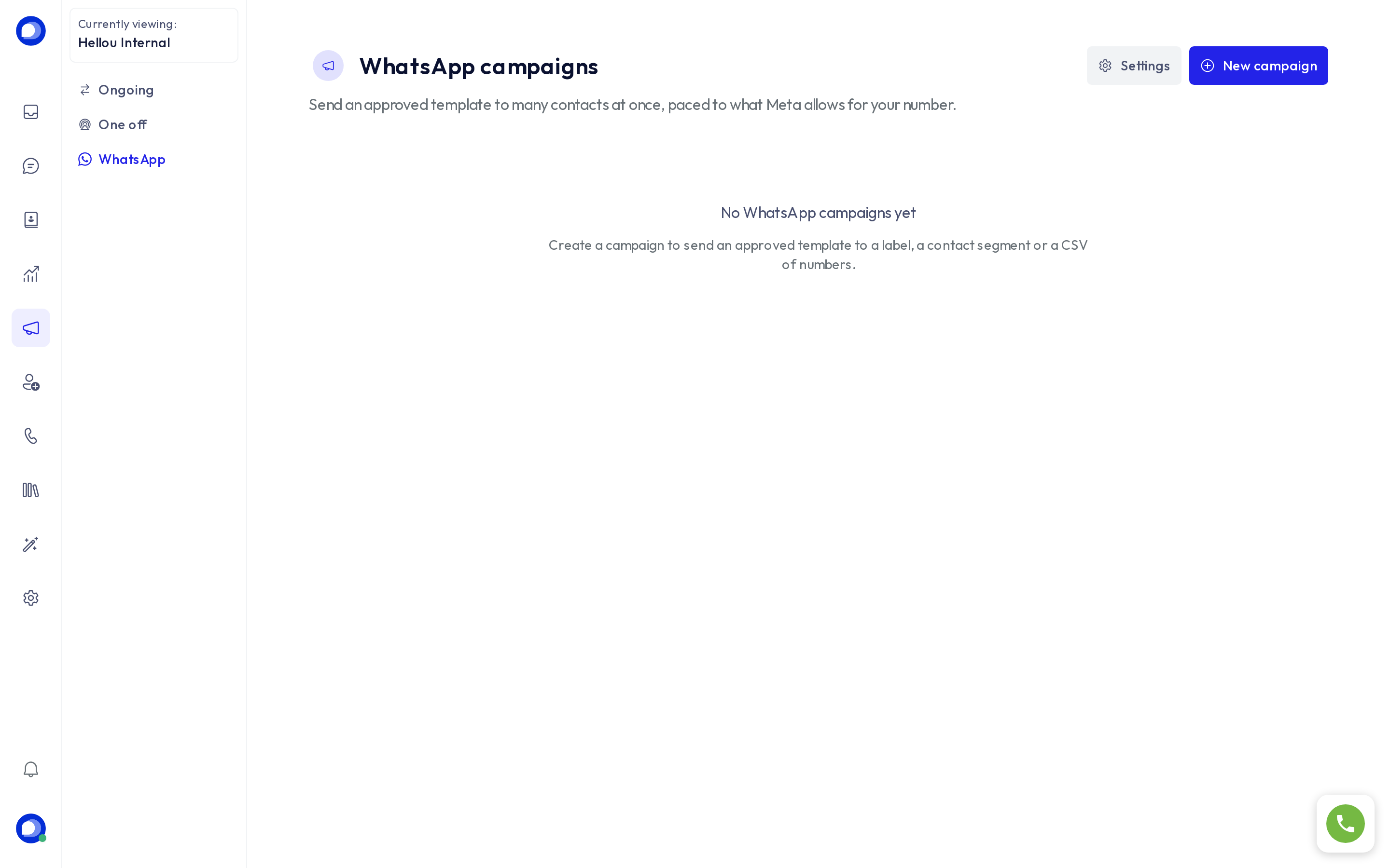 The WhatsApp campaigns page