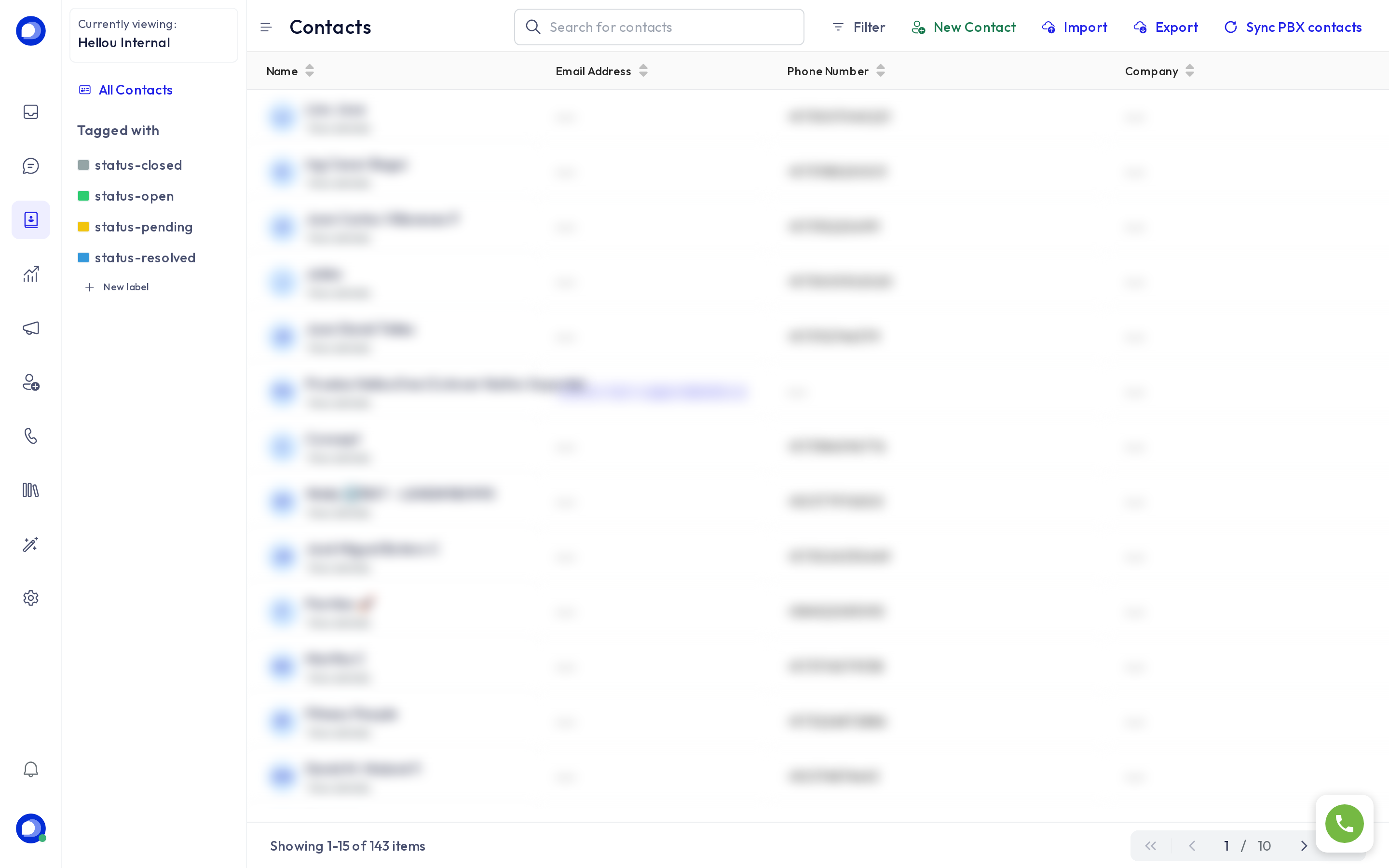 The contact list