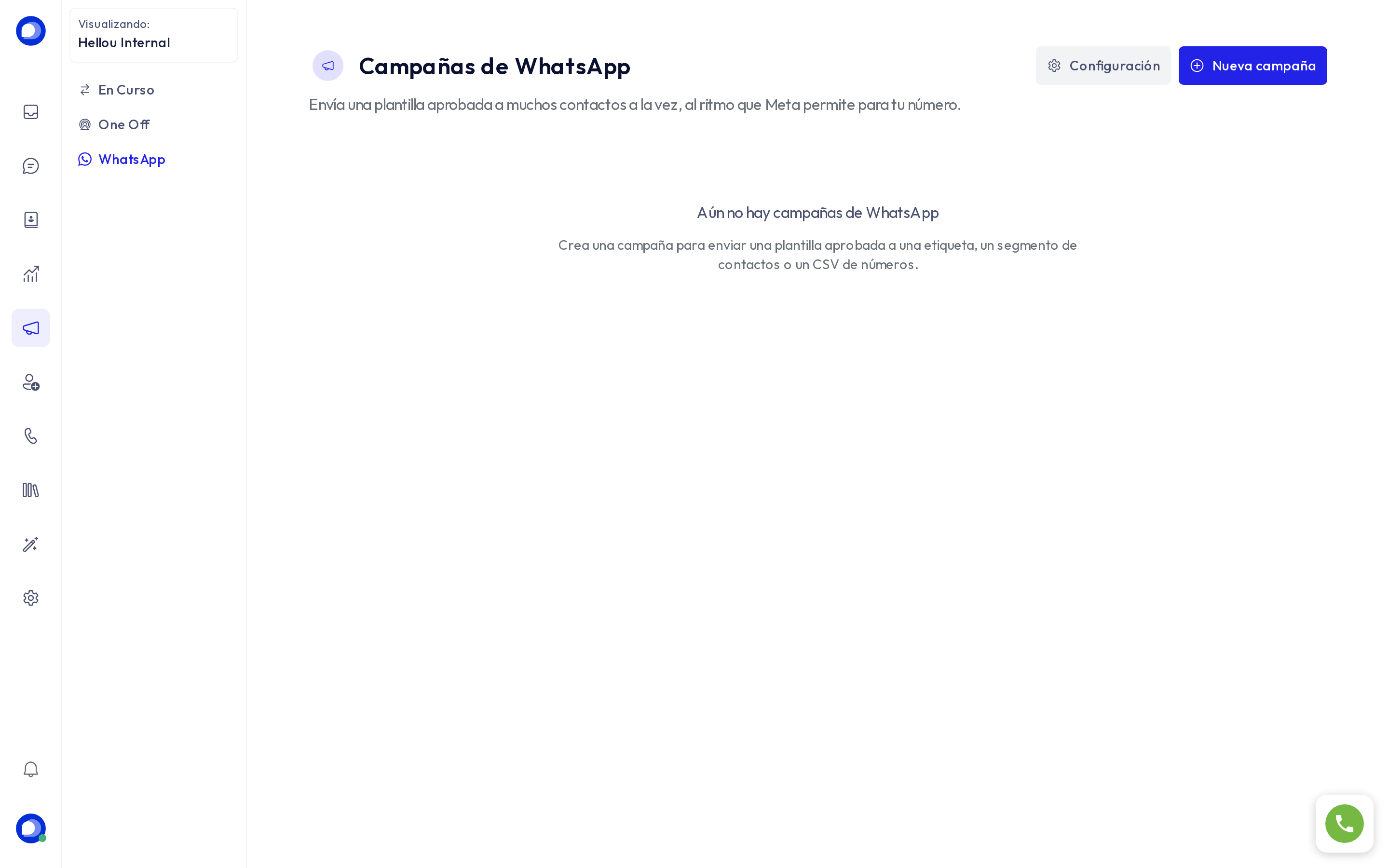 La página de Campañas de WhatsApp
