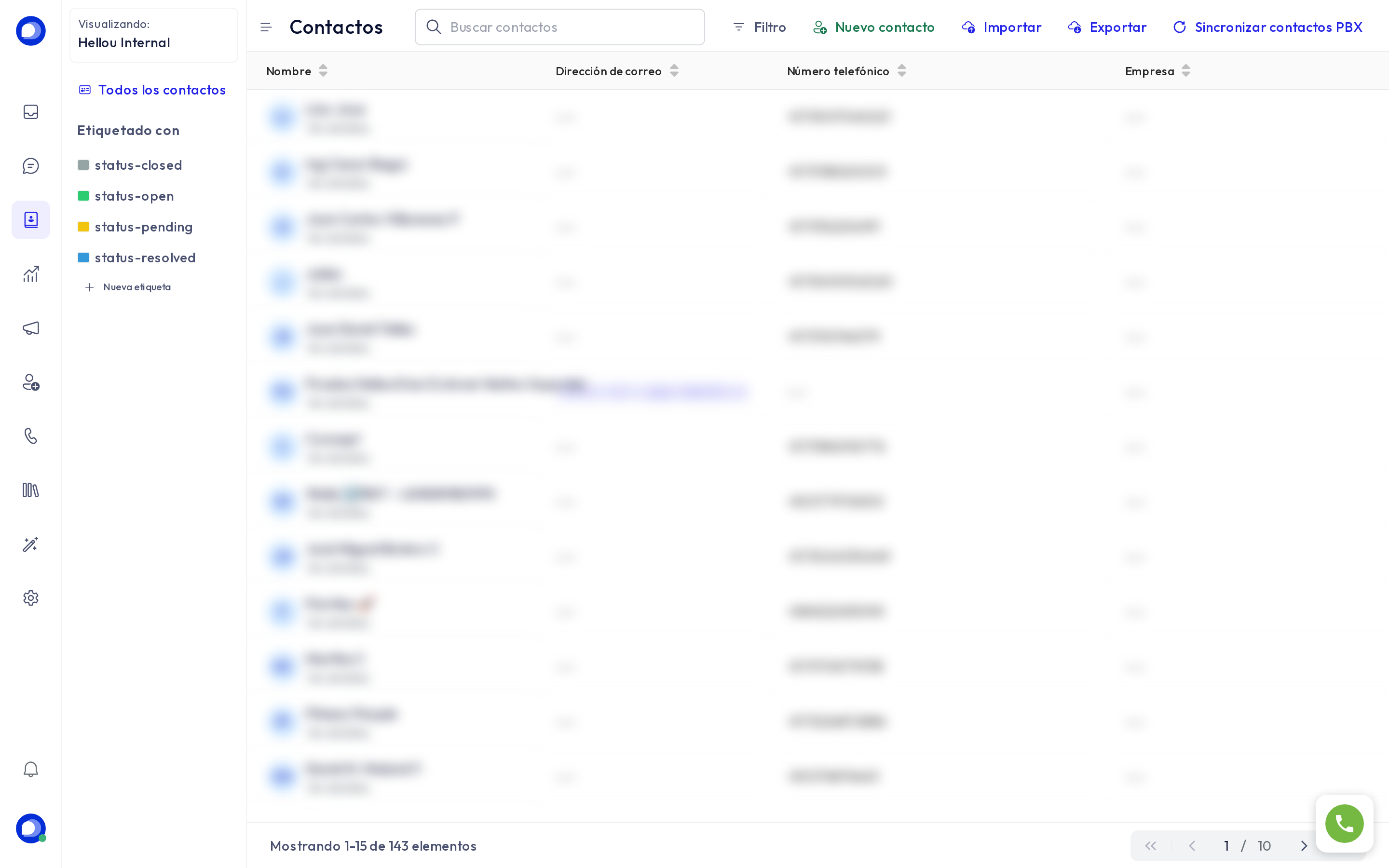 La lista de contactos